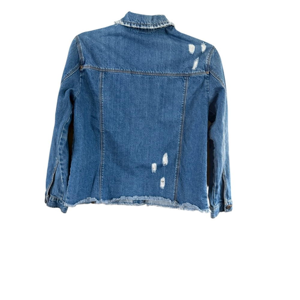 Girls Zara Girls Blue Distressed Jean Jacket Size 10 - Picture 9 of 9